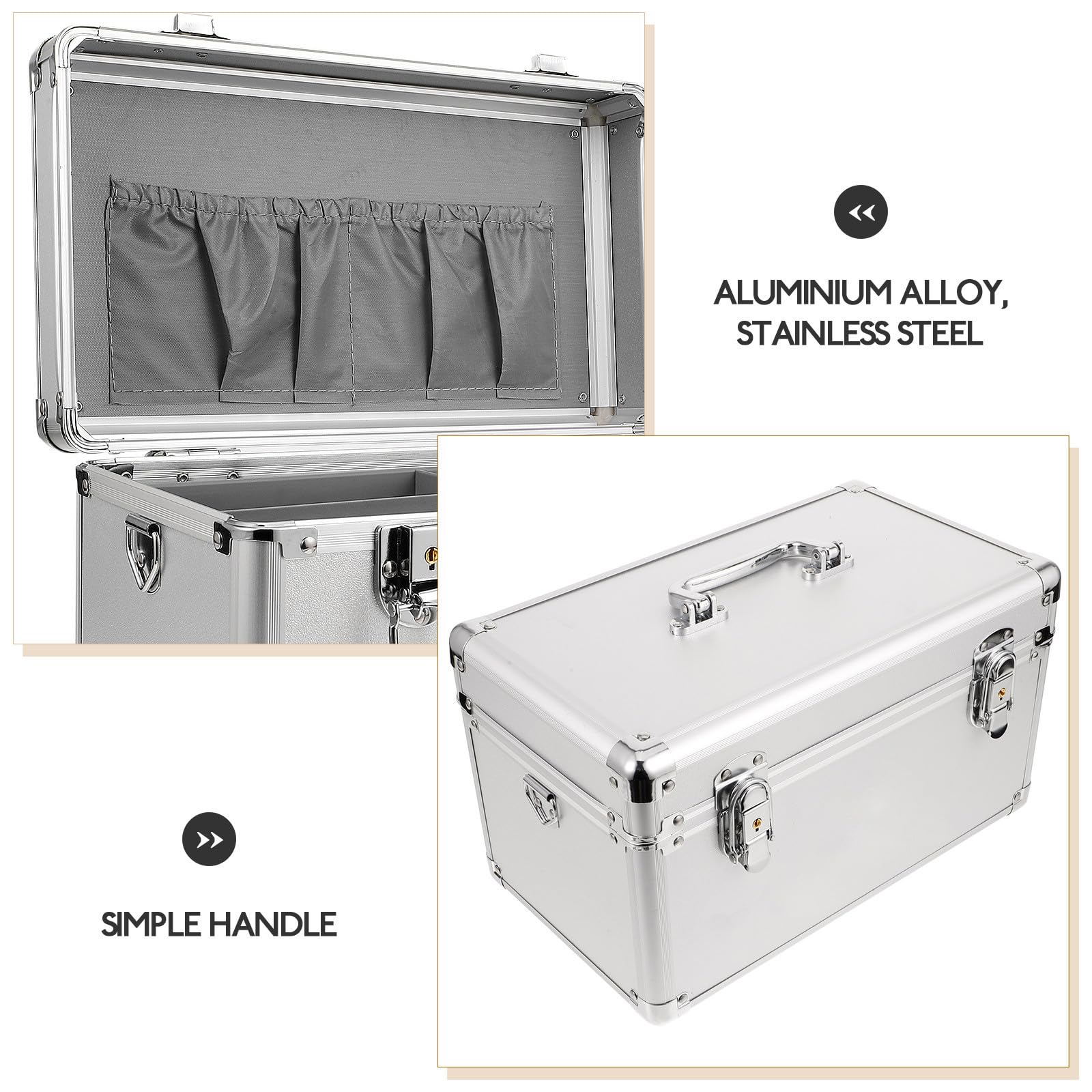 Abaodam Botiquín de Primeros Auxilios de Aleación de Aluminio Gran Capacidad, Caja Organizadora para Medicamentos Portátil y Fácil de Transportar para Viajes y Exteriores