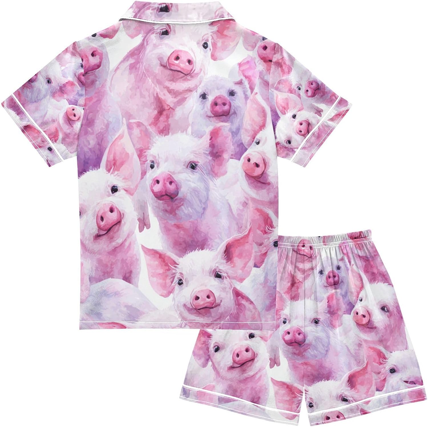 Silk Pajamas Sets Soft Satin 2 Piece Pjs Set Short Sleeve Sleepwear Nightwear