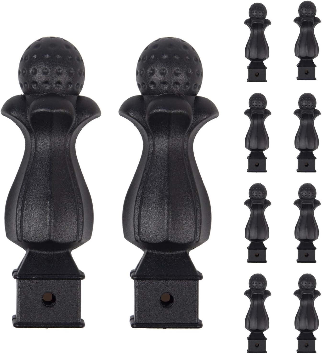 10Pcs Metal Fence Toppers Flower Bud - Fits 1" Square Post Black Fences Finials Fence Caps for Garden Yard Lawn Iron Picket Fences Spire Decoration