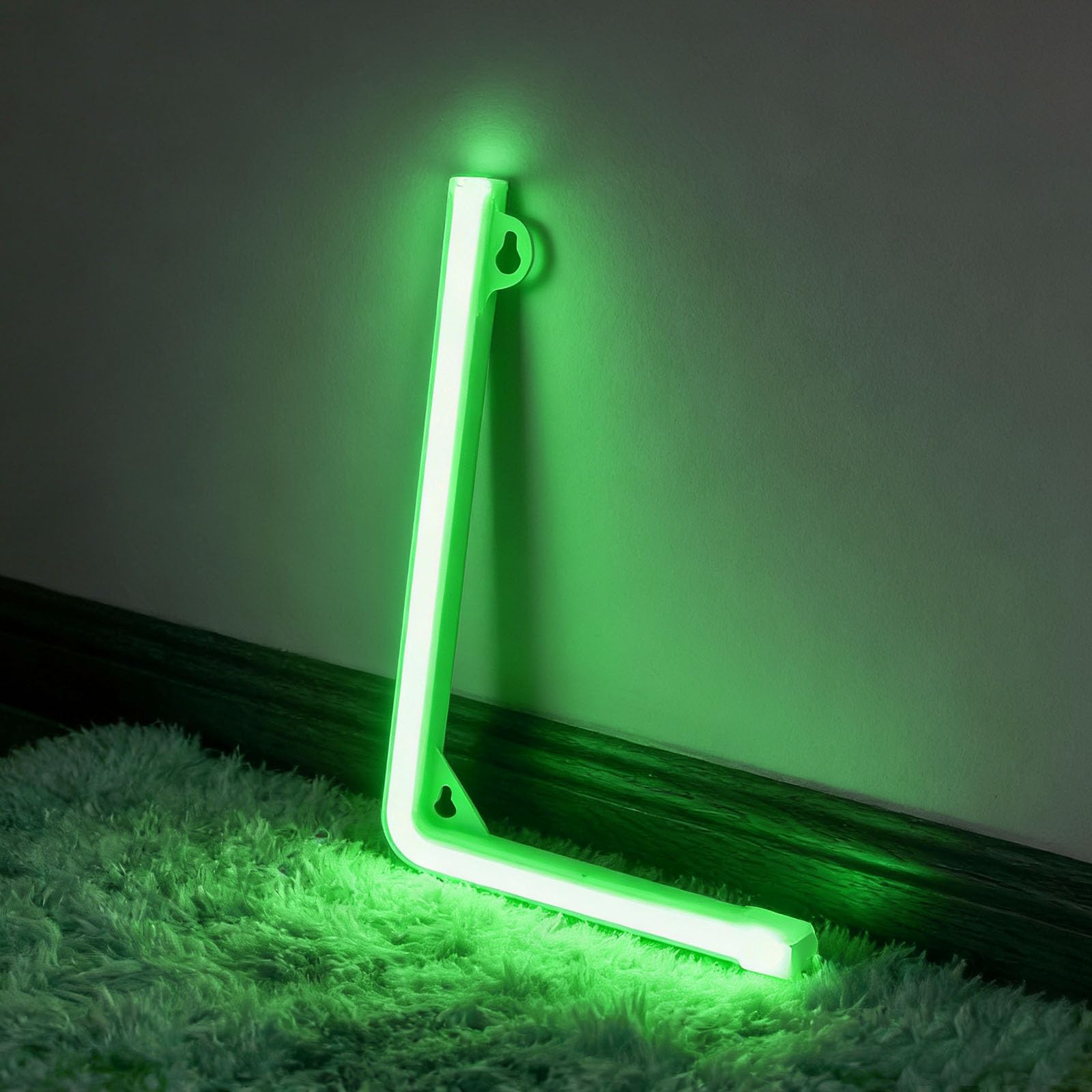 shulovehua LED Green Neon Letter Signs Night Light Battery or USB Operated LED Marquee Letters Neon Art Decorative Lights Wall Decor for Children Baby Room Christmas Wedding Party Decoration(L) — image 1