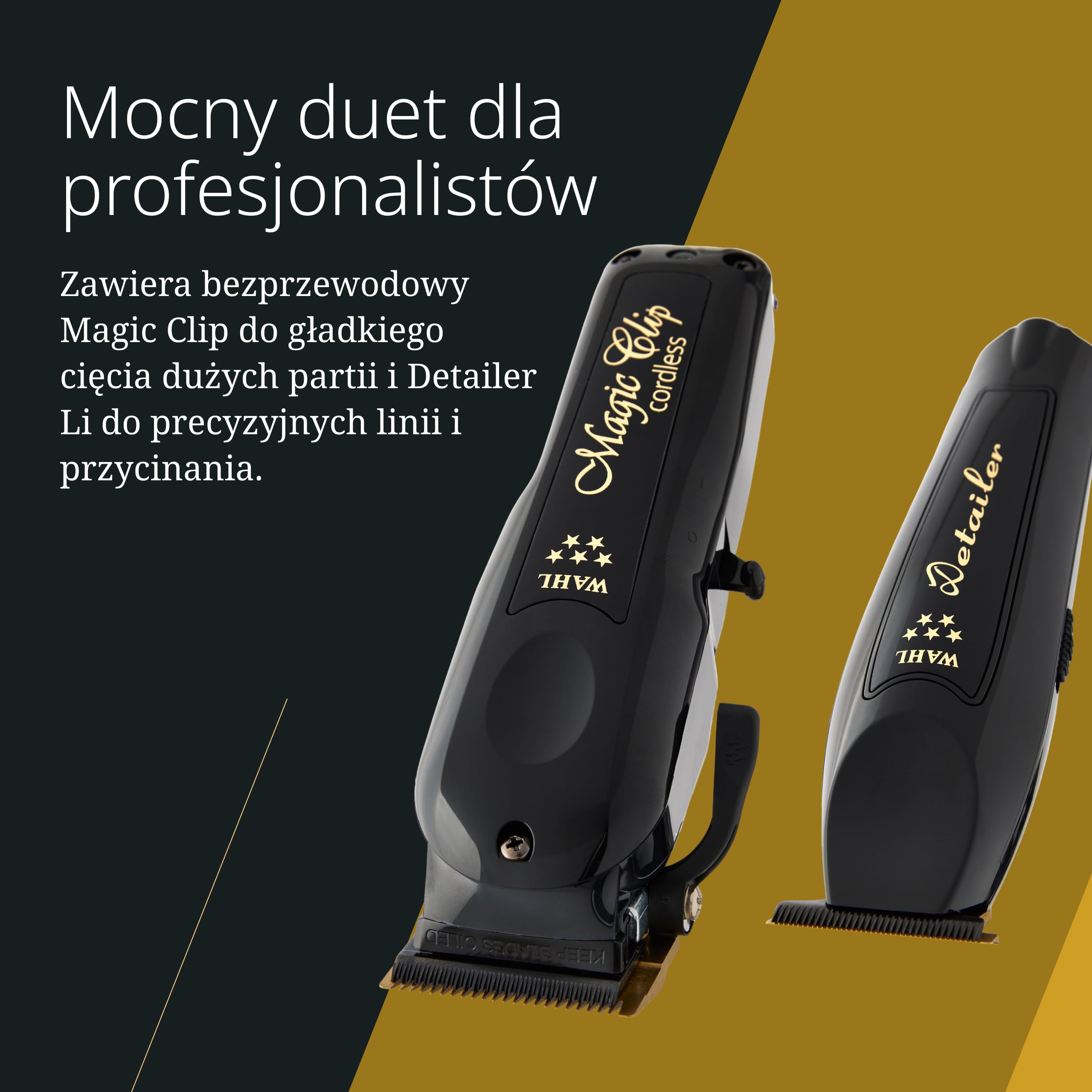 Wahl Cordless Magic Clip Maszynka do Mieszania, Czarna | Maszynka Przewodowa i Bezprzewodowa z Ostrzami Tytanowo-DLC, Silnik 6500 obr/min i do 100 Minut Pracy