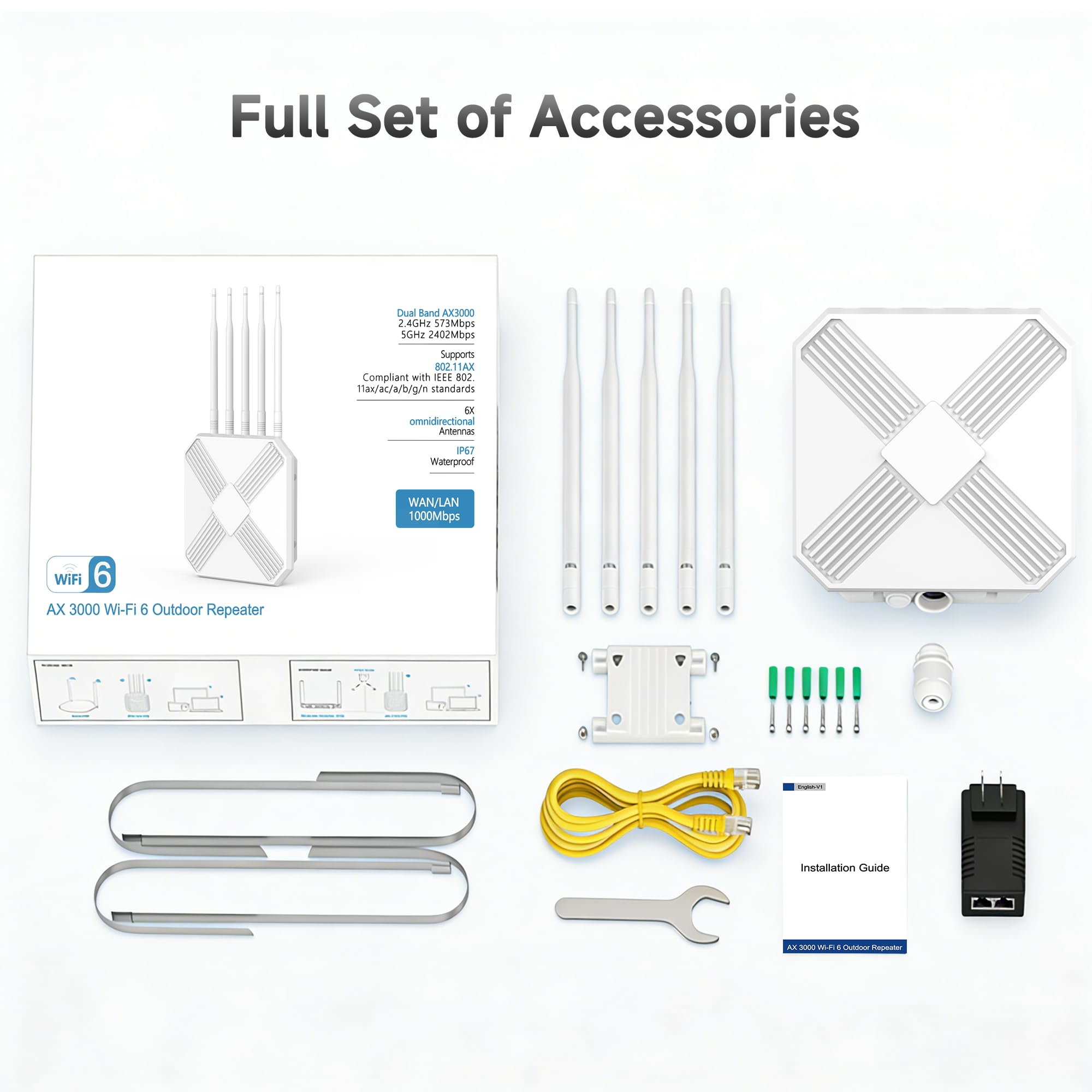 AX3000 Estensore WiFi 6 per esterni - Punto di accesso esterno - WiFi dual band a lungo raggio, antenne IP67/PoE/5 per eventi, uso commerciale | Starlink compatibile