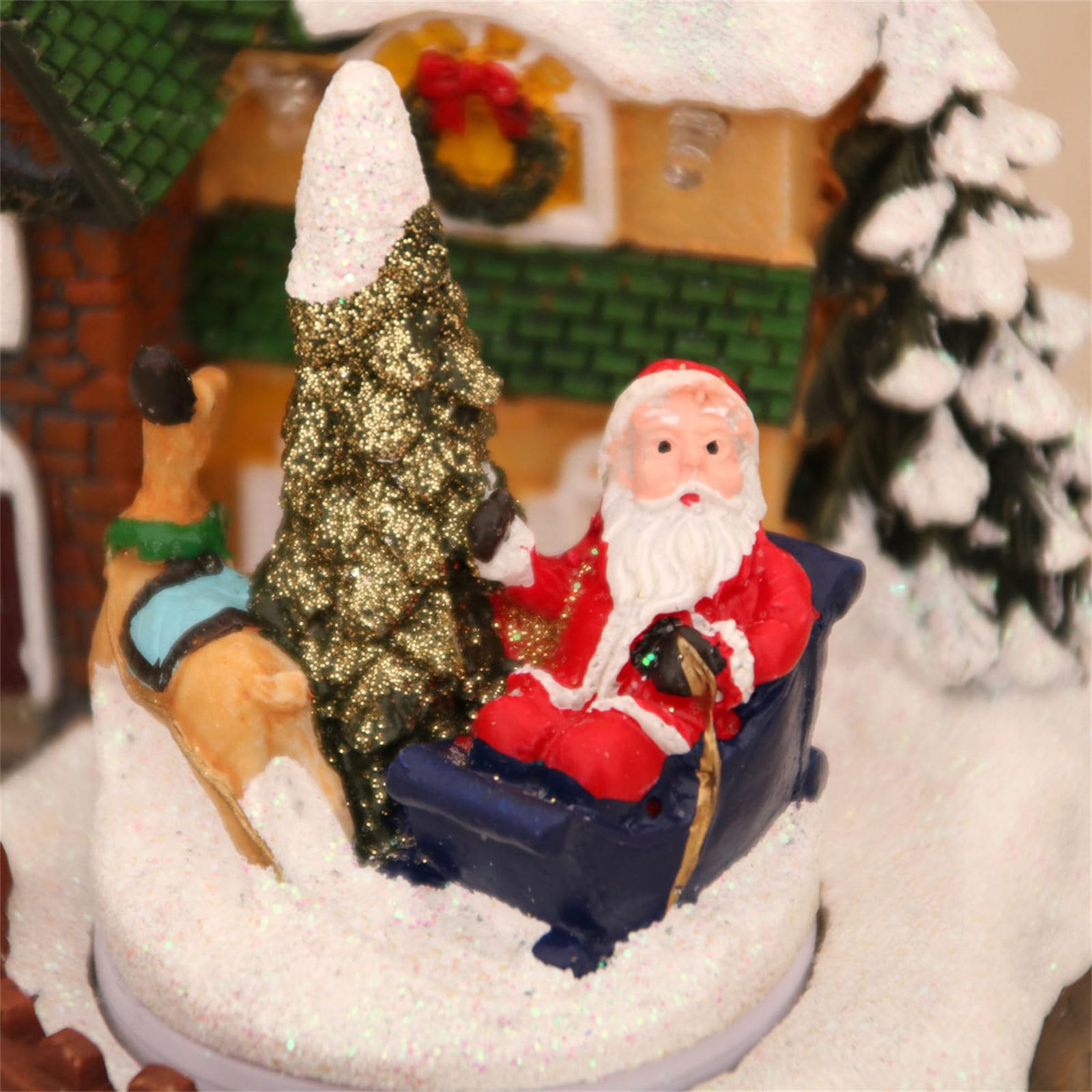 Weihnachtshütten Spieluhr mit rotierendem Weihnachtsmann, Weihnachts Spieluhr, Heimdekoration für, Männer, Frauen, Geschenk, Gebäudedekoration