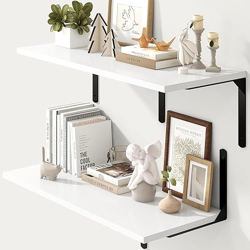 Miniatura 85 de Fun Memories Estantes flotantes para pared, estantes flotantes de 12 pulgadas de profundidad, juego de 2, estante montado en la pared con soportes