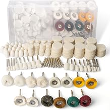 Pack of 134 Wool Felt Polishing Wheels, Wool Felt Polishing Discs, Mounted Mandrel Polishing Set with 1/8 Inch Shank, Polishing Attachment Cordless Screwdriver for Dremel Rotary Tool Jewellery Metal