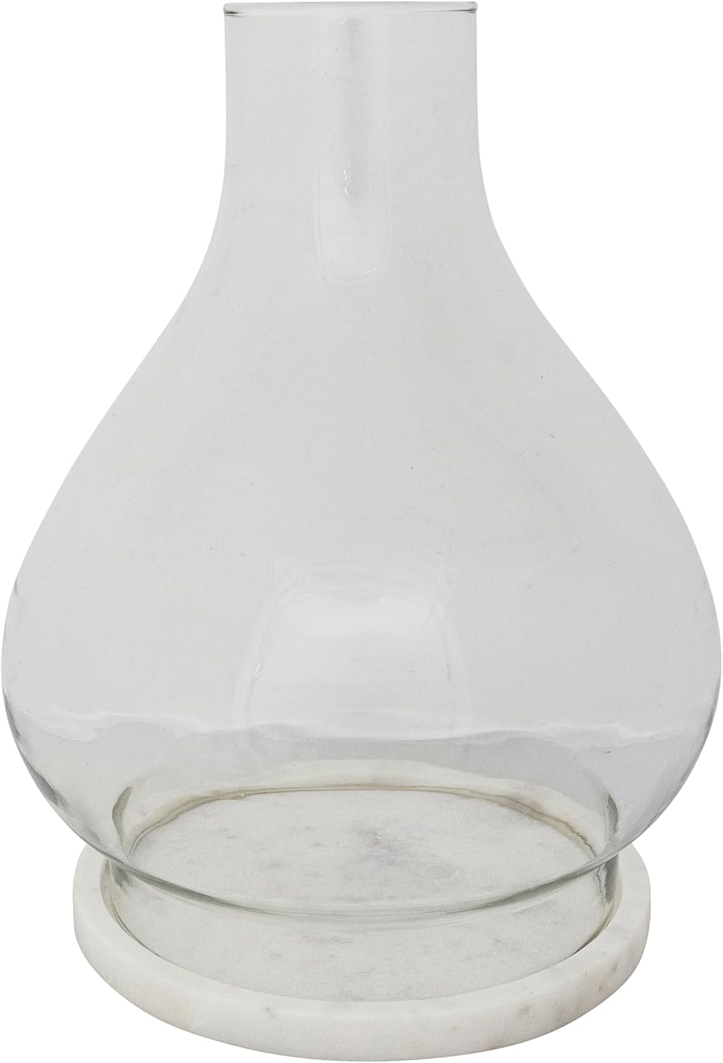 Creative Co-Op Hand-Blown Glass Hurricane Candleholder with Marble Base, White
