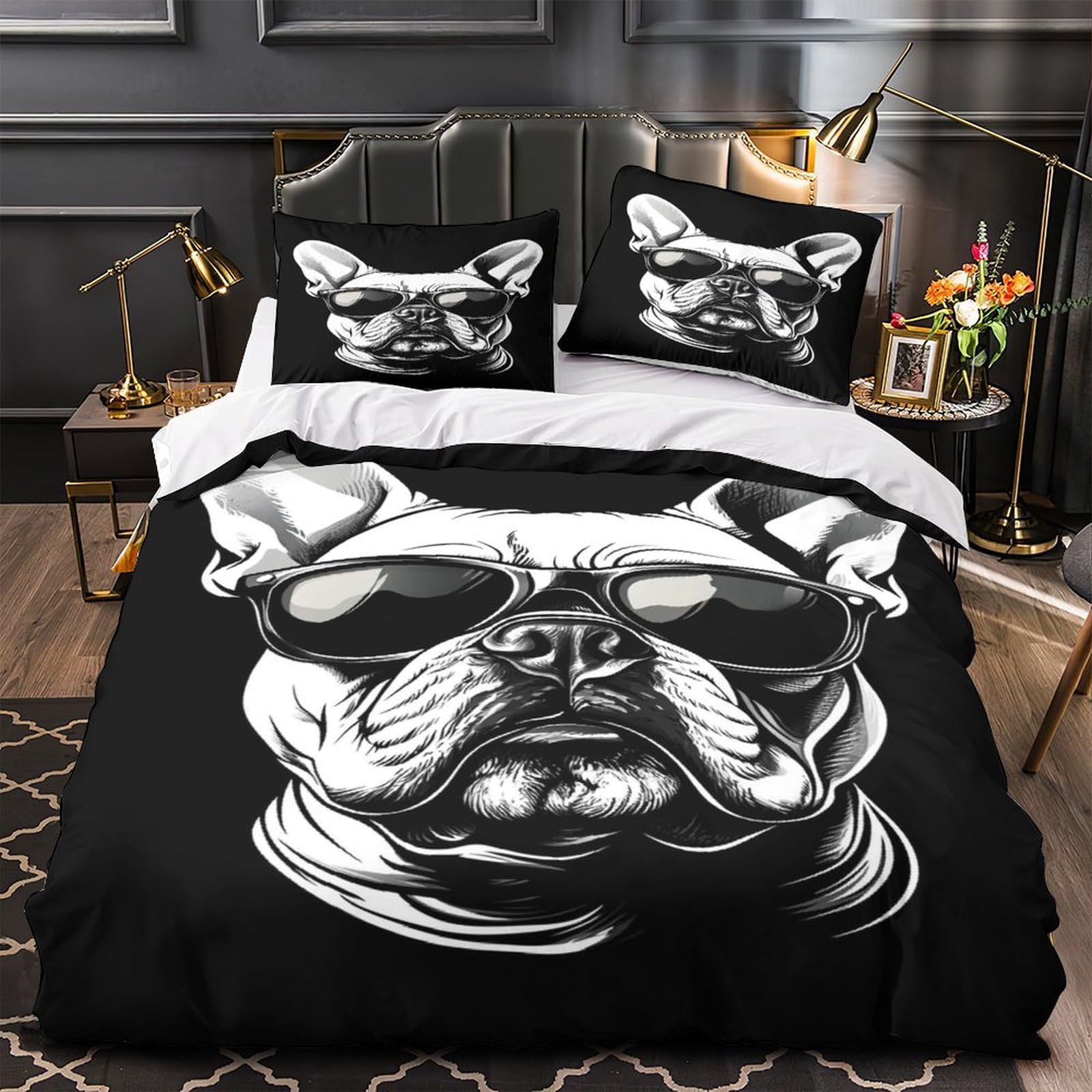 Linge de lit bouledogue français 3 pièces pour relooker une chambre d'enfant ou d'ado