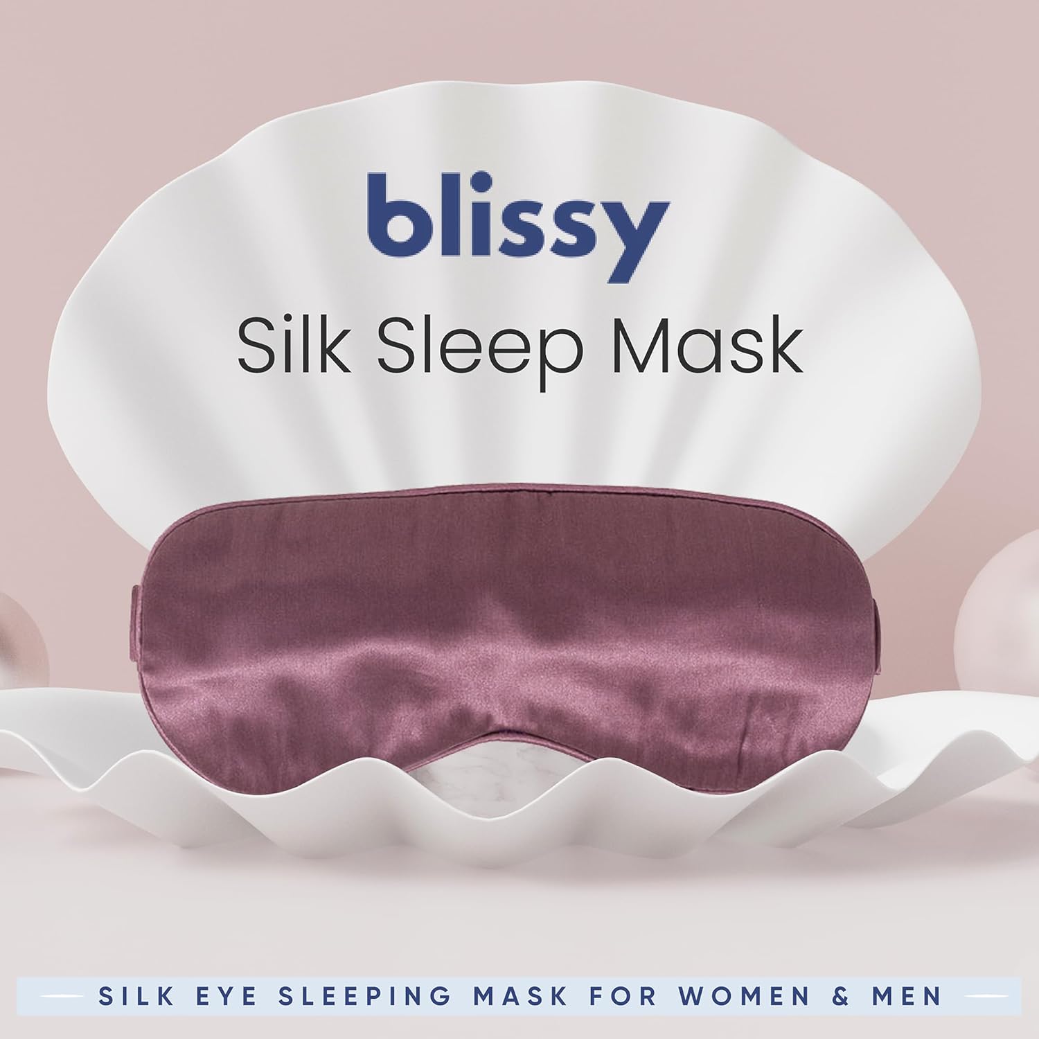 Blissy Silk Sleep Mask - Eye Sleeping Mask for Women & Men for Total Blackout - 100% Pure Mulberry Silk, 22 Momme 6a Fibers - Blindfold Sleep Mask Side Sleeper Eye Cover (Plum)