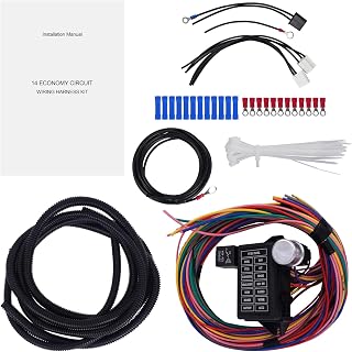14 Circuit Wiring Harness Extra Long Wires 14 Fuse 12V Compatible with Mopar Hotrod Universal