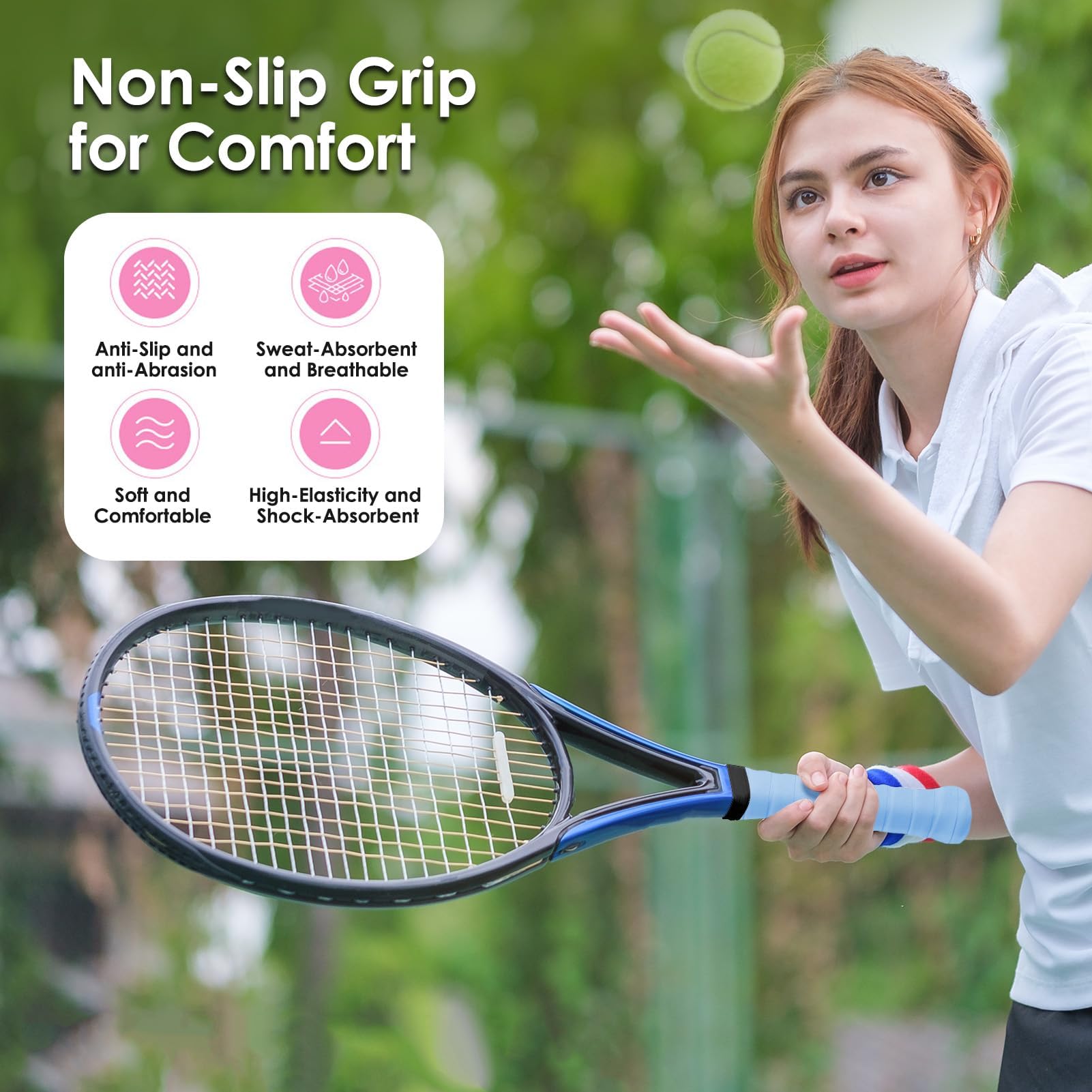 Overgrips Padel Antideslizante Autoadhesivo 10 Piezas Cintas de Agarre para Raqueta Tenis Bádminton Squash
