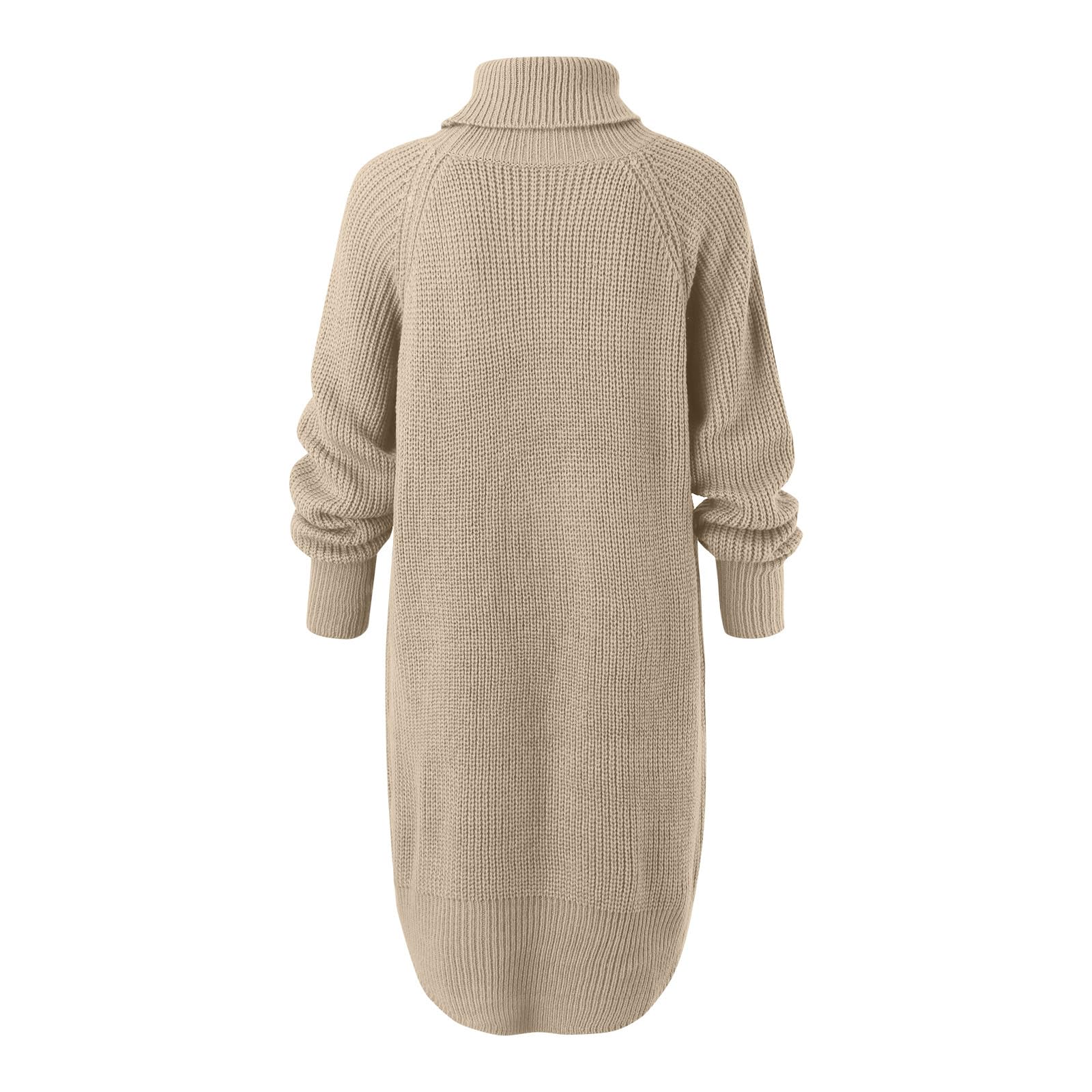 Pull pour femme col roulé à manches longues solide hiver tricoté robe robe tricotée femme motif tresse