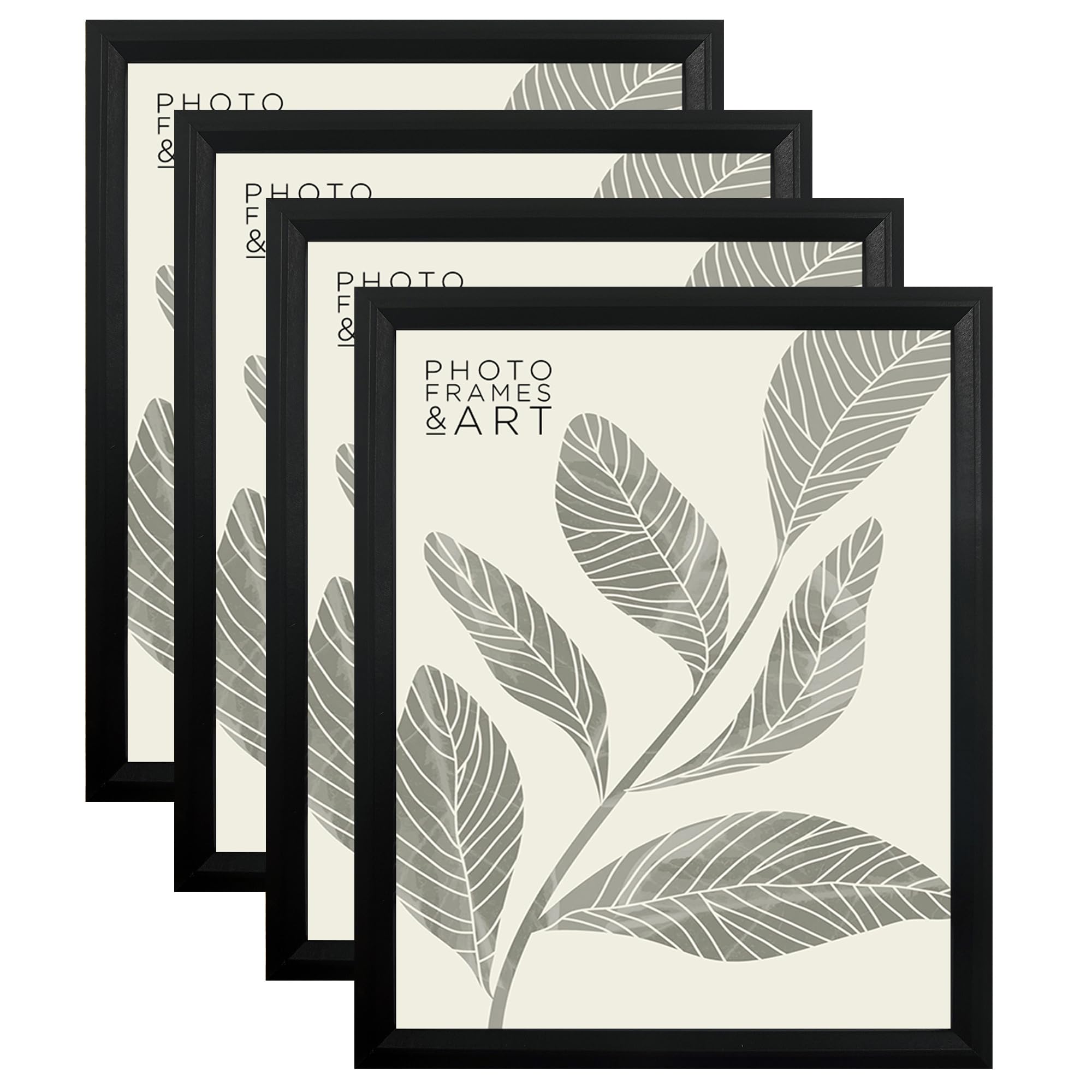 Pf+A Black Real Glass Pack Of 4 10X8 Picture Frames - 10X8 Oslo Frame/Multipack 10X8 Photo Frames