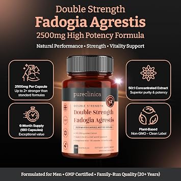 Double Strength Premium Fadogia Agrestis - 2500mg x 180 Capsules - 6 Months Supply