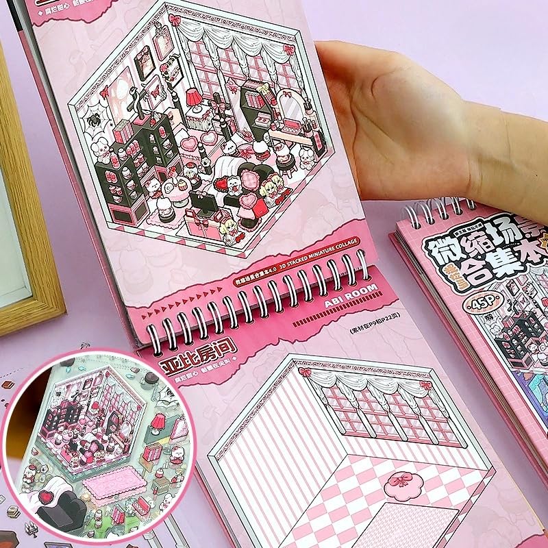 40 Sets 3D DIY Stickers Scenes with 2 Tweezers,DIY 3D House Sticker Make Your Own Miniature Room Adventure Micro-Horror Style Ghost Bride for Teens Adult Therapy Relief Stress Pass The Time - Image 4