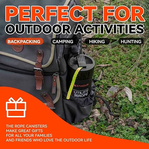 Miniatura 15 de Contenedor de cuerda multiusos de 120 pies, 1100 libras de resistencia, 100% cuerda de nailon, uso versátil para artículos esenciales de campamento