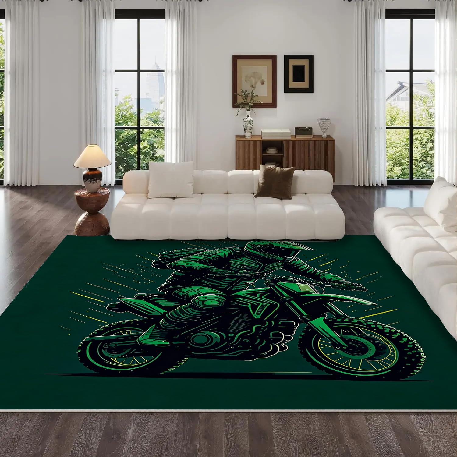 Moto tapis de salon 60x90cm doux antidérapant lavable moquette