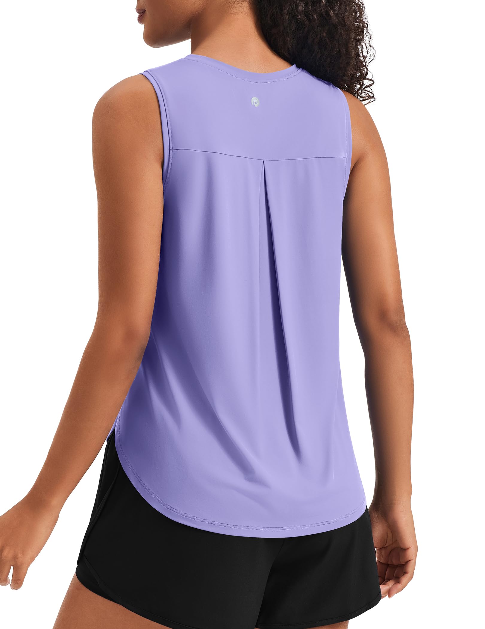 PINSPARK Womens Workout Tank Tops Back Pleat Loose Fit Sleeveless Yoga Athletic Shirts Soft UPF 50 Cooling Running