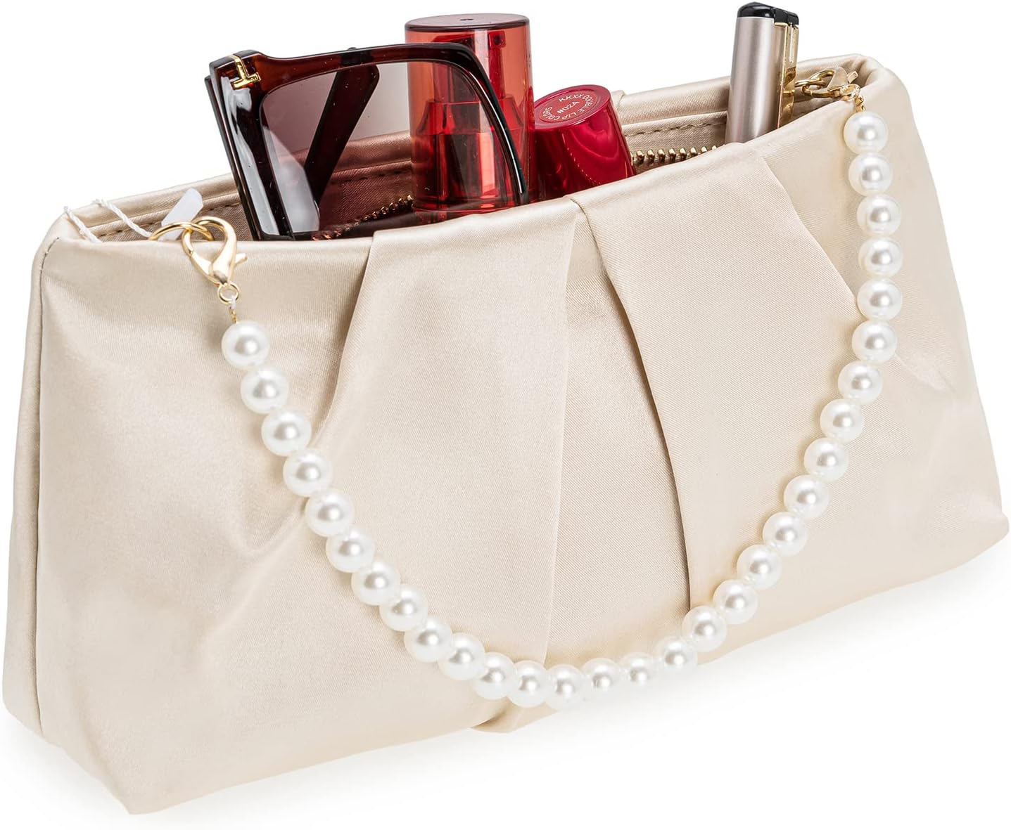 CHARMING TAILOR Evening Bag Women Wedding Party Handbag Small Dressy Formal Purse Pleated Satin Clutch