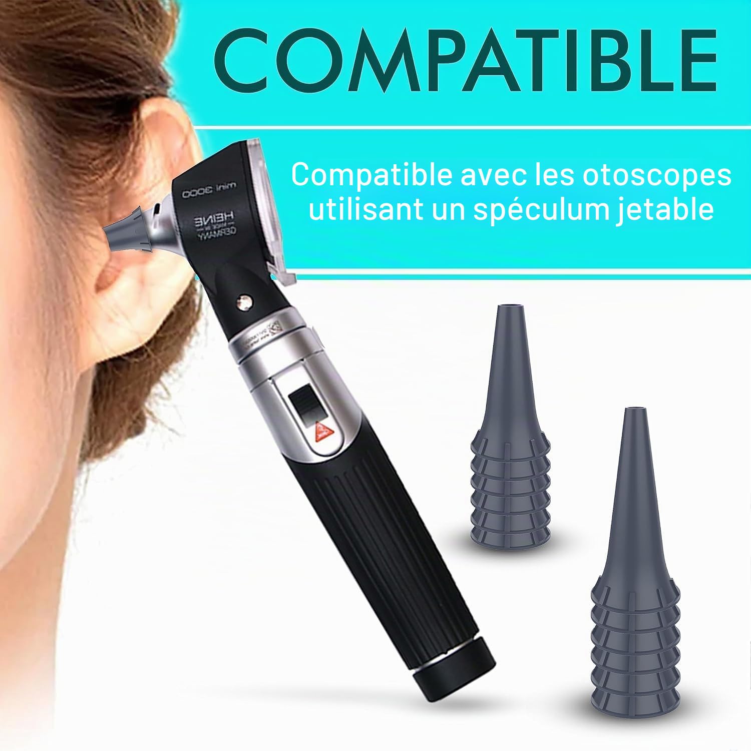 Lot de 100 embouts jetables pour otoscope 4 mm compatibles avec les otoscopes Welcelln, K.a.w.e, Ries-ter et H.e.i.n.e