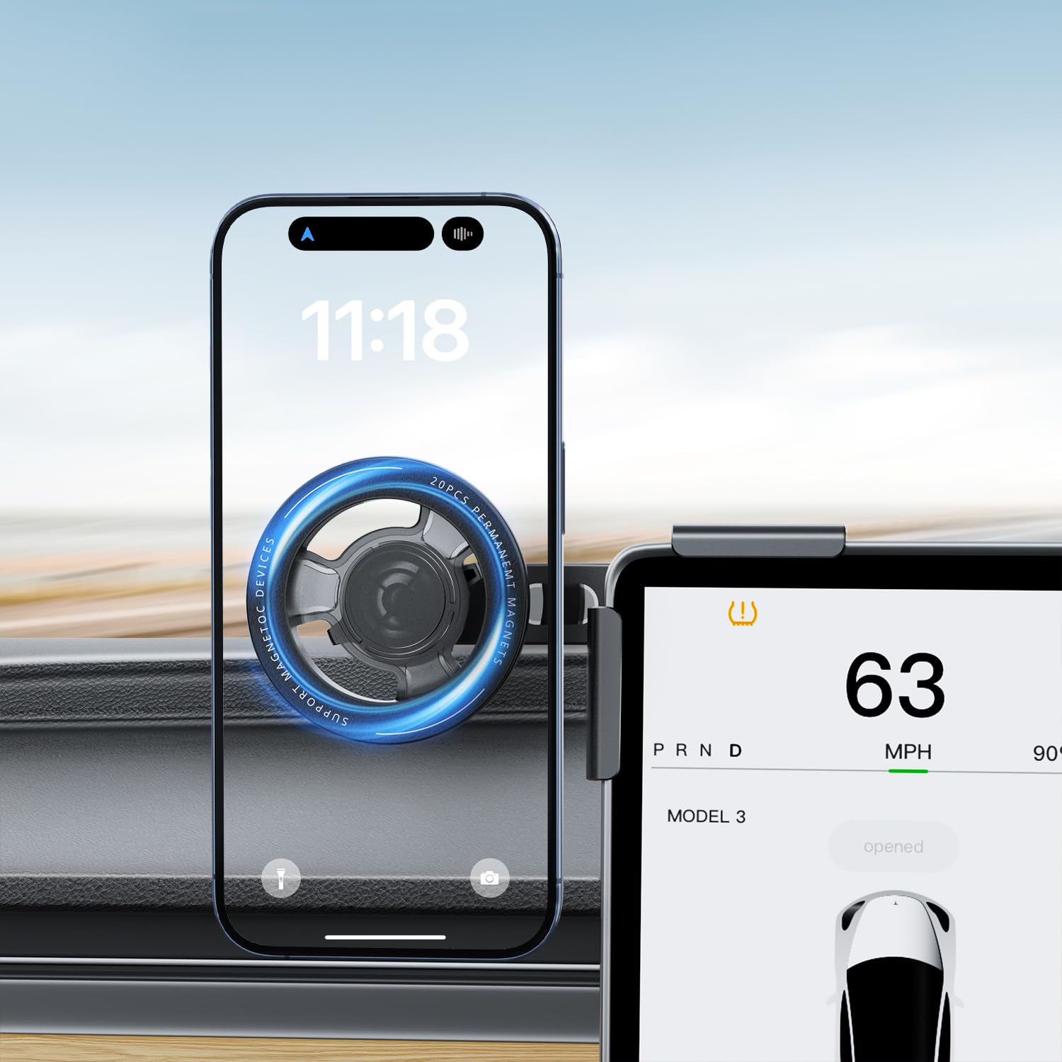 Ganci Nascosti Per Tesla Model Y/3 (2021-2024) - Supporto Magnetico Per Telefono E Gancio Appendiborse 2 In 1 - 2