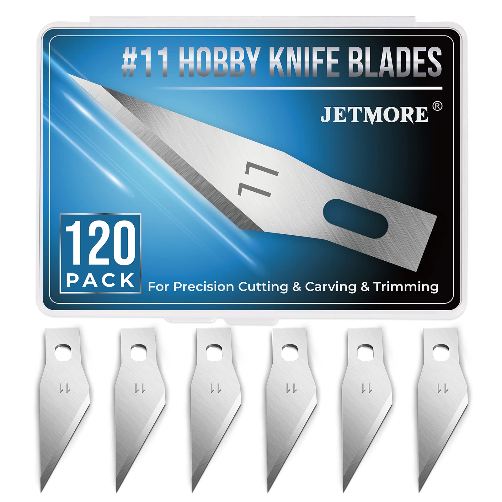 Jetmore 120 Pack Hobby Blades Exacto Knife Blades, 11 Precision Hobby Knife Replacement Blades Craft Hobby Knife Blades for Art, Craft, Scrapbooking, Cutting, Carving