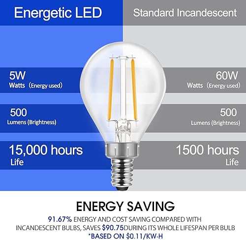 Miniatura 7 de Energetic - Bombilla LED G16.5 regulable E12 de 60 W, bombilla de 500 lúmenes para candelabros, ventilador de techo, tocador, luz diurna, 5000 K,