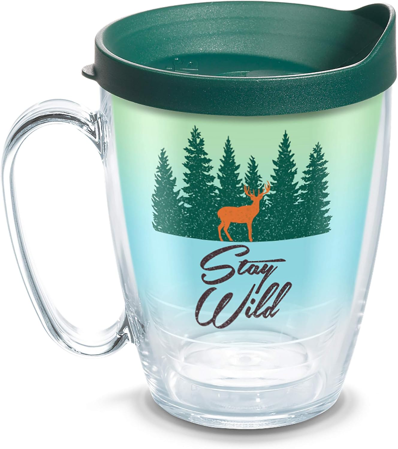 Tervis Stay Wild Made in USA Double Walled Insulated Tumbler Travel Cup Keeps Drinks Cold & Hot, 16oz Mug with Handle, Classic