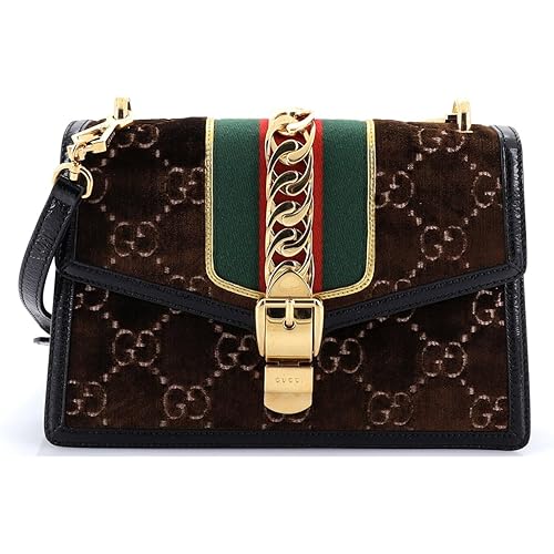 Gucci, Pre-Loved Sylvie Shoulder Bag GG Velvet Small, Brown