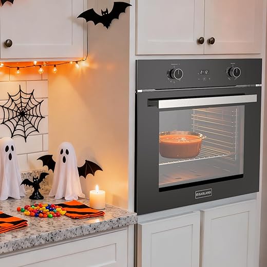 GASLAND 24 Inch Gas Wall Oven, Built-in Natural Gas Oven with Convection, Rotisserie, Bake & Broil, Digital Timer, 120V Plug, Pro GS606DB Single Wall Oven - Black Wall Oven, ETL Certified