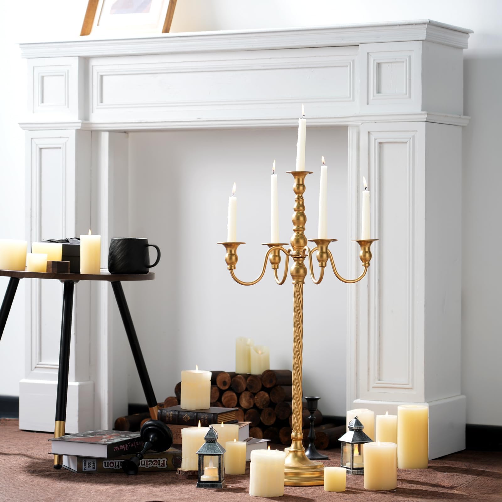 Candelabri alti da pavimento, 2 candelabri dorati a 5 bracci, 2 candelabri a spirale in metallo da 71 cm, centrotavola per feste, eventi, soggiorno, decorazione per la casa