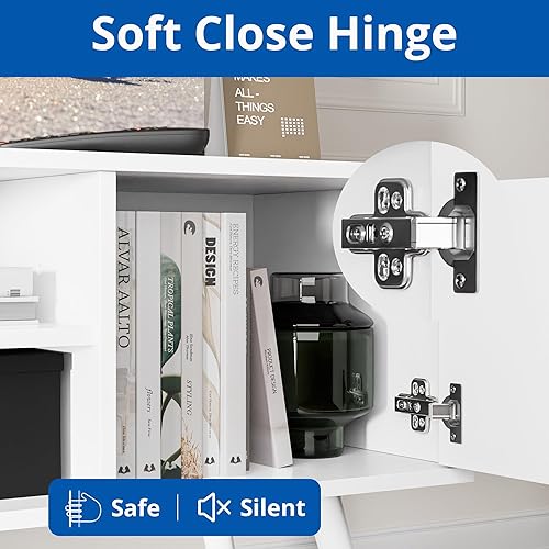 Miniatura 7 de Cozy Castle Soporte de TV para TV de 48 pulgadas, centro de entretenimiento moderno de mediados de siglo con gabinete de almacenamiento, consola