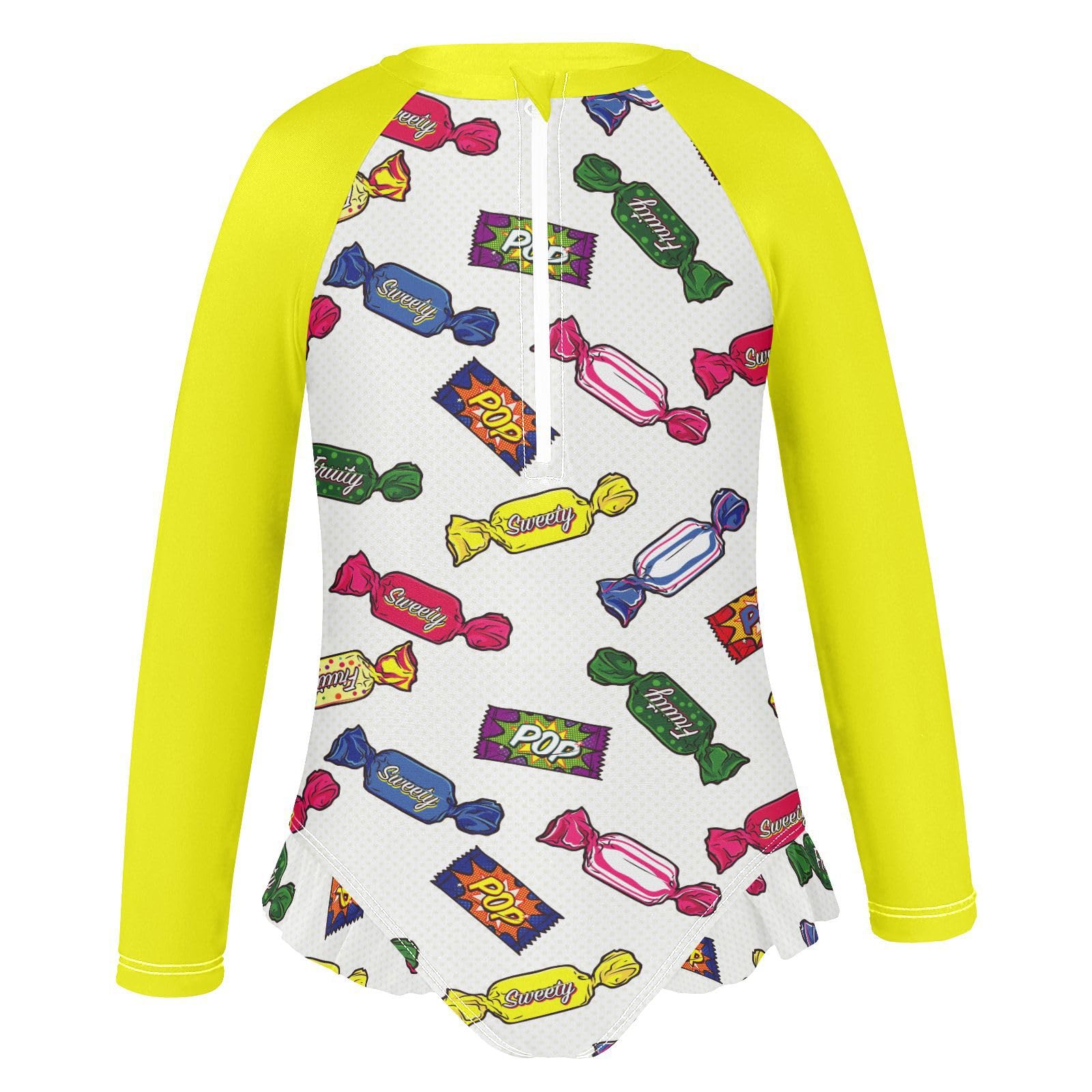 Gugusary Candy Girls Long Sleeve One Piece Swimsuit Zipper Bathing Suits 3-12Y