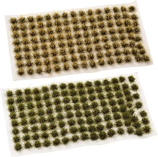 2 Box 208Pcs Railroad Scenery Bushes Model Plastic Tufts Grass Miniature Shrubs Static Green Landscape Train Layout Vegetation for Setting Diorama Table Crafting Wargame DIY Decoration Pack