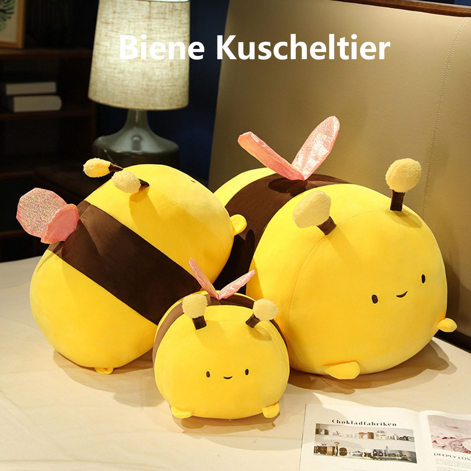 Honigbiene Kuscheltier, Niedliche Biene Plüschtier, Bee Plüsch Stofftier, Biene Plüschkissen Spielzeug, Gefüllte Tiere Insekt Hummel Puppe Kissen Geschenk für Freunde und Kinder (70cm)