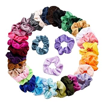 Numblartd 36Pcs Assorted Colors Velvet Hair Scrunchies Hair Bands Hair Ties Ropes - Fashion Elastics Scrunchy Hair Bands Ponytail Holder Hair Accessories for Women