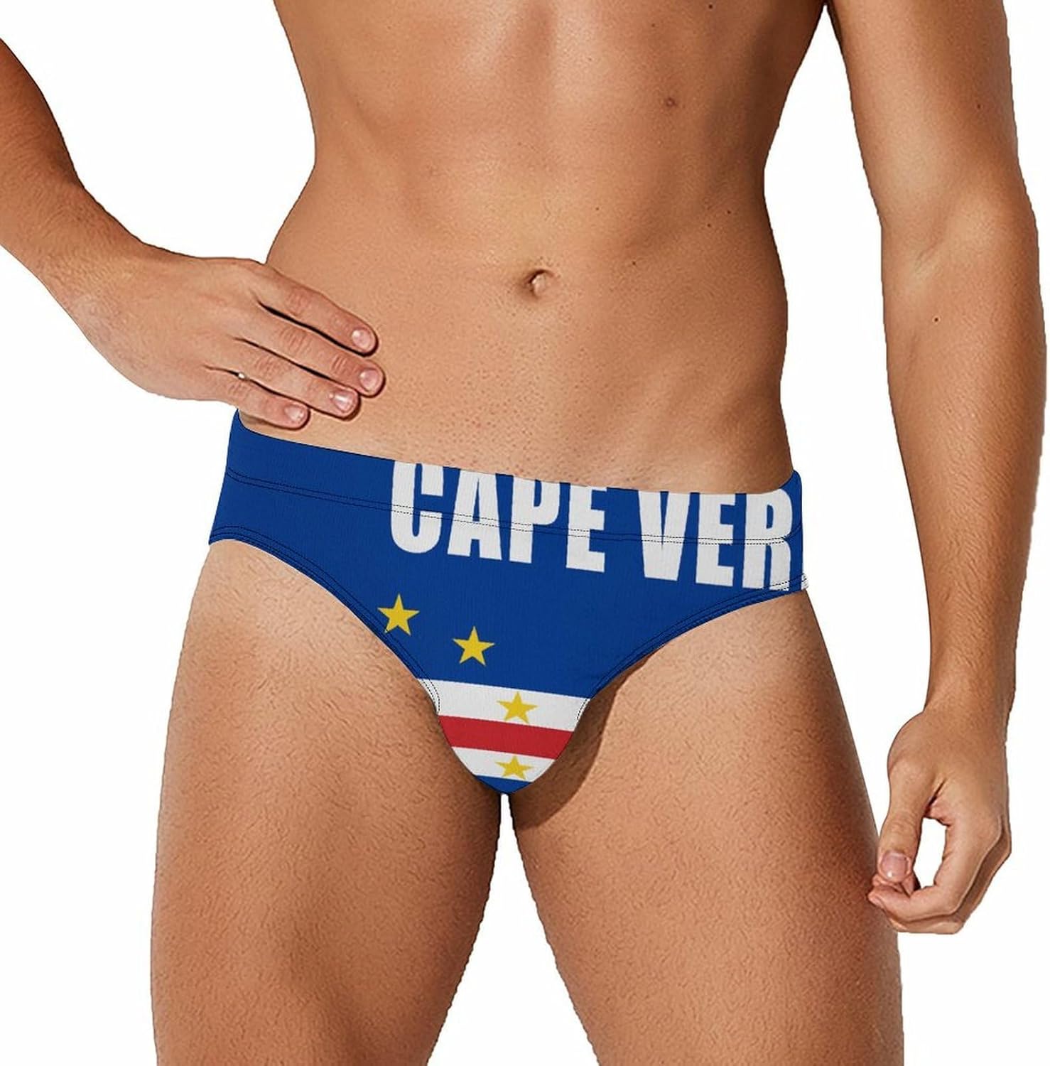 Cape Verde Flag Men's Swimwear Bikini Swimming Briefs Stretchy Swimsuits Board Surf Shorts Trunks