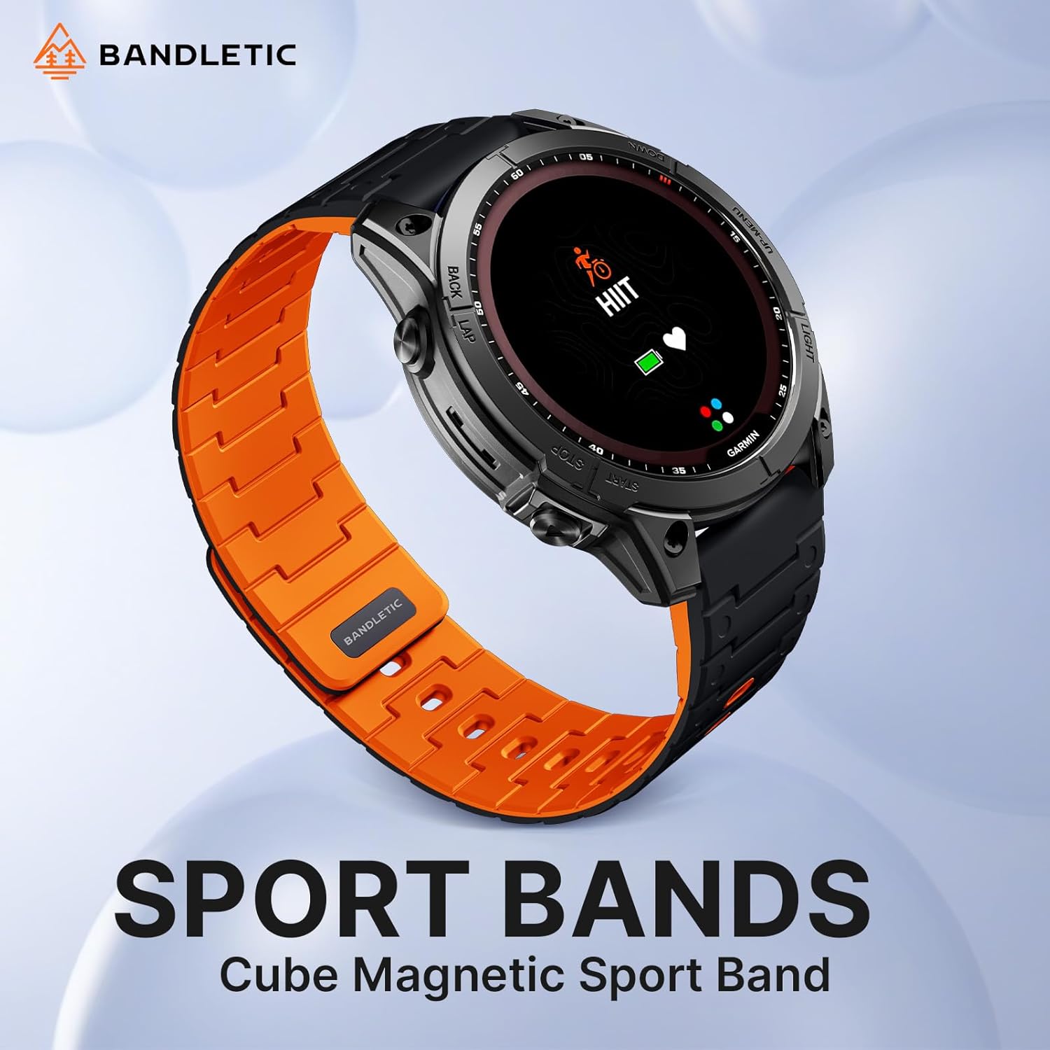 Bandletic Compatible with Garmin Instinct Watch Band - 22mm Quick Fit Silicone Sports Strap for Fenix 8 E 47mm/7 6 Pro/5 Plus/Instinct 2 3 E 45mm /Forerunner 965/955/945 /Approach S70/S62/S60/Epix Pro - Image 2