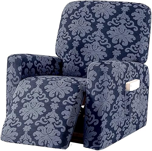 Miniatura 22 de JOKIVTOU Funda elástica para sillón reclinable con bolsillo, fundas de sofá reclinable de jacquard con estampado, protector de muebles con parte