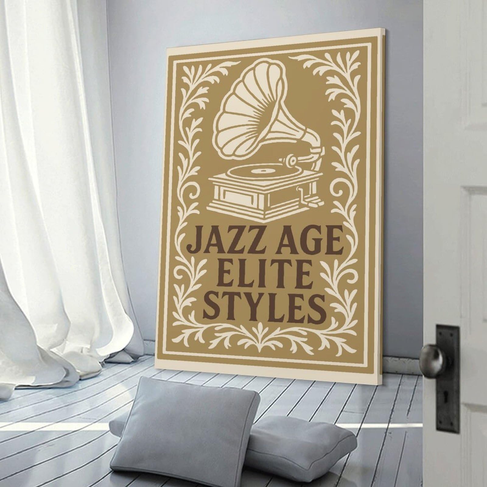 Junmoney Jazz Age Elite Styles Art Deco Decorative Canvas Print, 20x30inch(50x75cm), for Hallway, Entryway Or Landing, Home Artwork for First Impressions