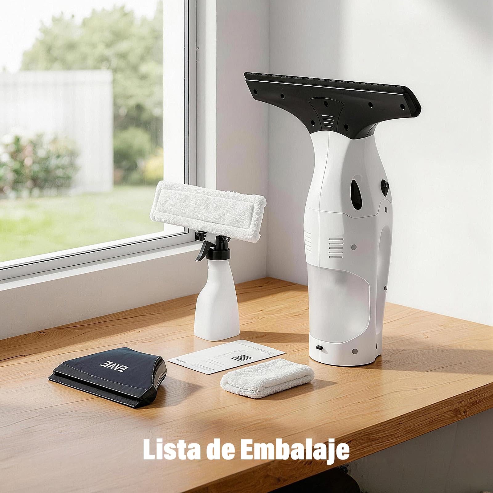 Eave Limpia Cristales, Limpiacristales Electrico con Escobillas de 17cm & 28cm, 2000 pa Limpiar Cristales con 45min de Autonomía & Tanque de Agua de 270ml, Apto para Ventanas, Baños, Mejorada (WC07)