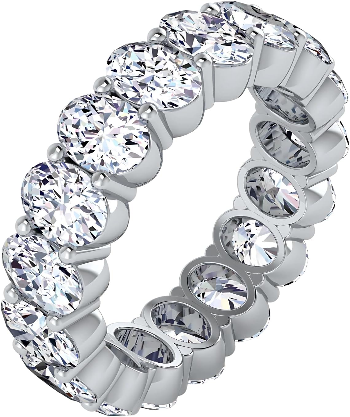 5.09 CTW Oval Cut Diamond Eternity Ring for Women in 14K White Gold/Yellow Gold | E-F Color, VS Clarity | Wedding, Anniversary, Luxury Fine Jewelry Gift | Lab-Grown Diamonds | Ring Size 6.5 - Image 3