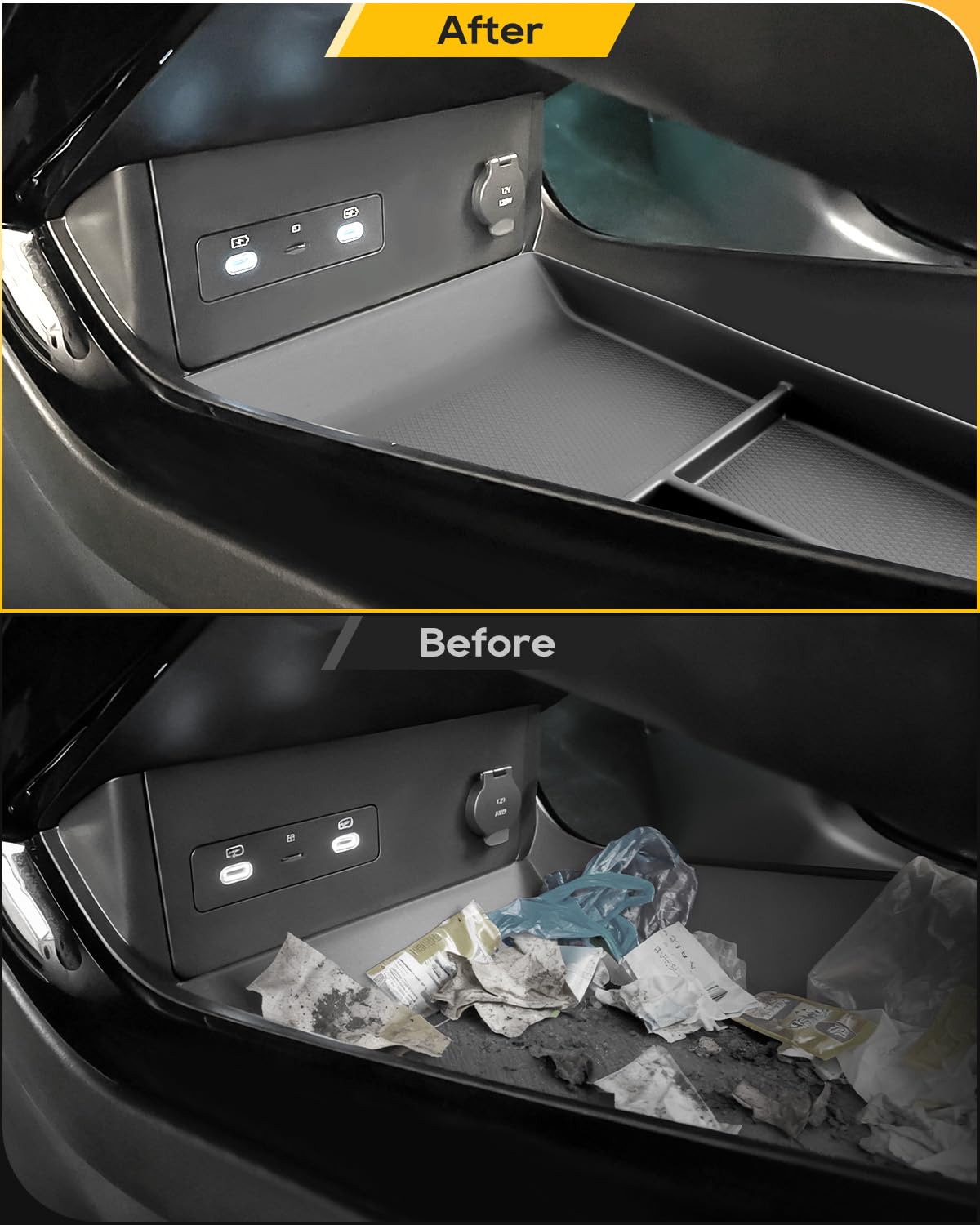 YEE PIN [3 Stück] Kompatibel mit BYD Seal U DM-i 2024 2025 2026 Mittelkonsole Aufbewahrungsbox-Set, Mittelkonsole Armlehnebox & Konsolenfach unten aus TPE & Mittelkonsolen Ablagefach