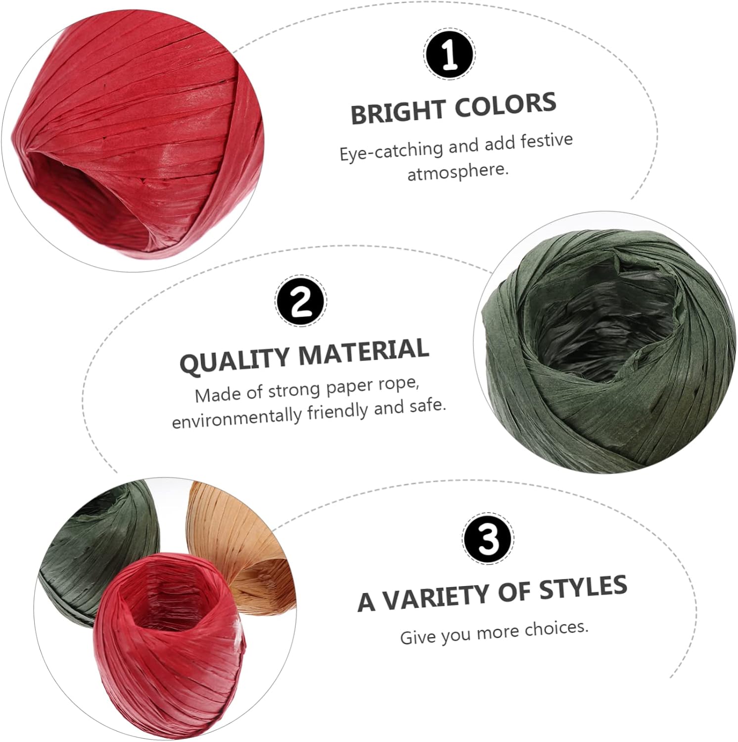 Paper Twine Rope 6 Rolls 20m Xmas Gift Packing Ribbon for Crafters