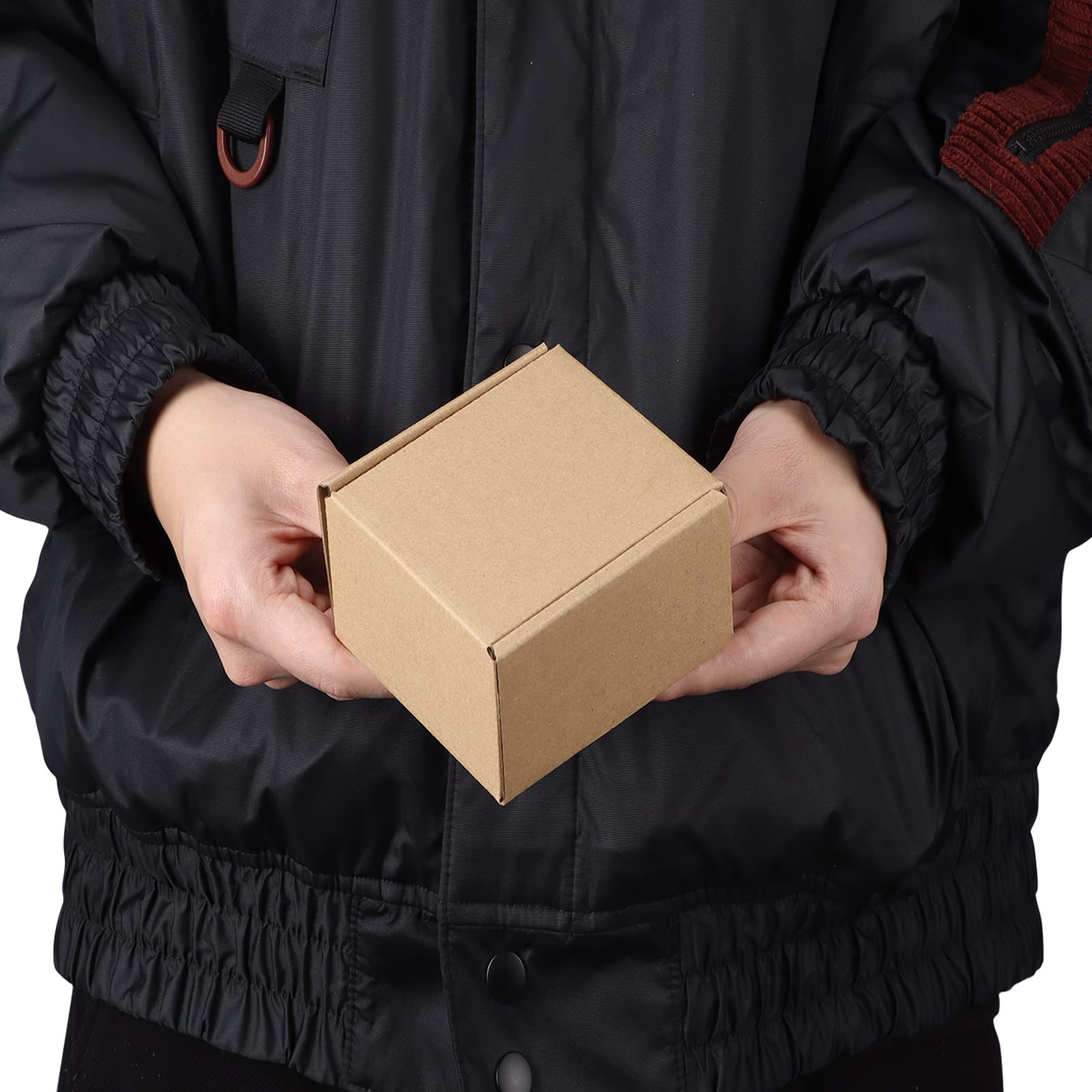 PHAREGE Pudełka wysyłkowe 4 x 10 x 5 cm, 50 sztuk, brązowe kartonowe pudełka na prezenty z pokrywkami do pakowania prezentów dla kobiet i mężczyzn, małe pudełka z tektury falistej do pakowania wysyłek