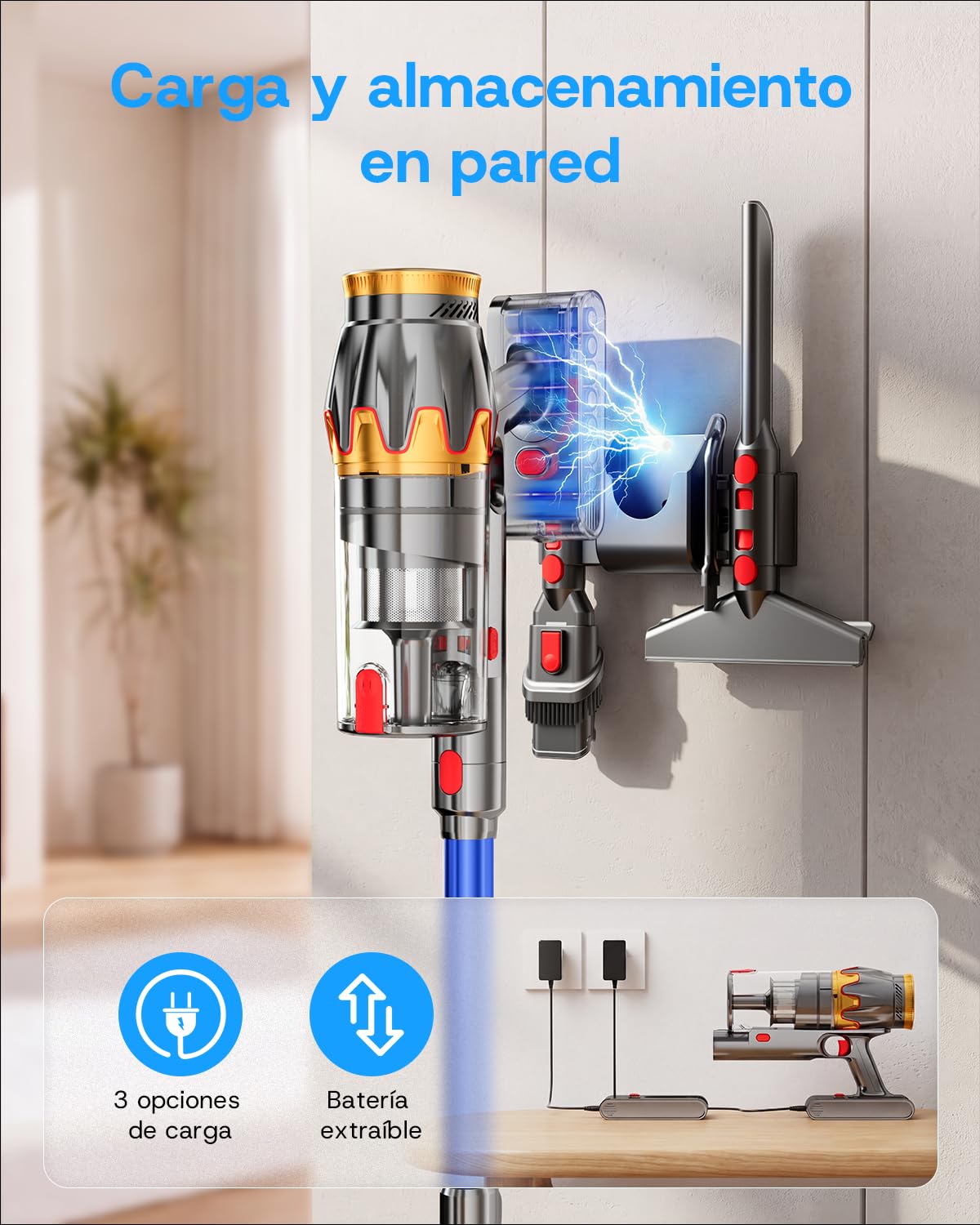 K10 Aspiradora sin Cable 650W/55KPa/80 Min con Modo Automático | Aspirador Escoba Potente con Pantalla Táctil LED, Cepillo en V Antienredos para Suelos Duros, Alfombras y Pelo de Mascotas