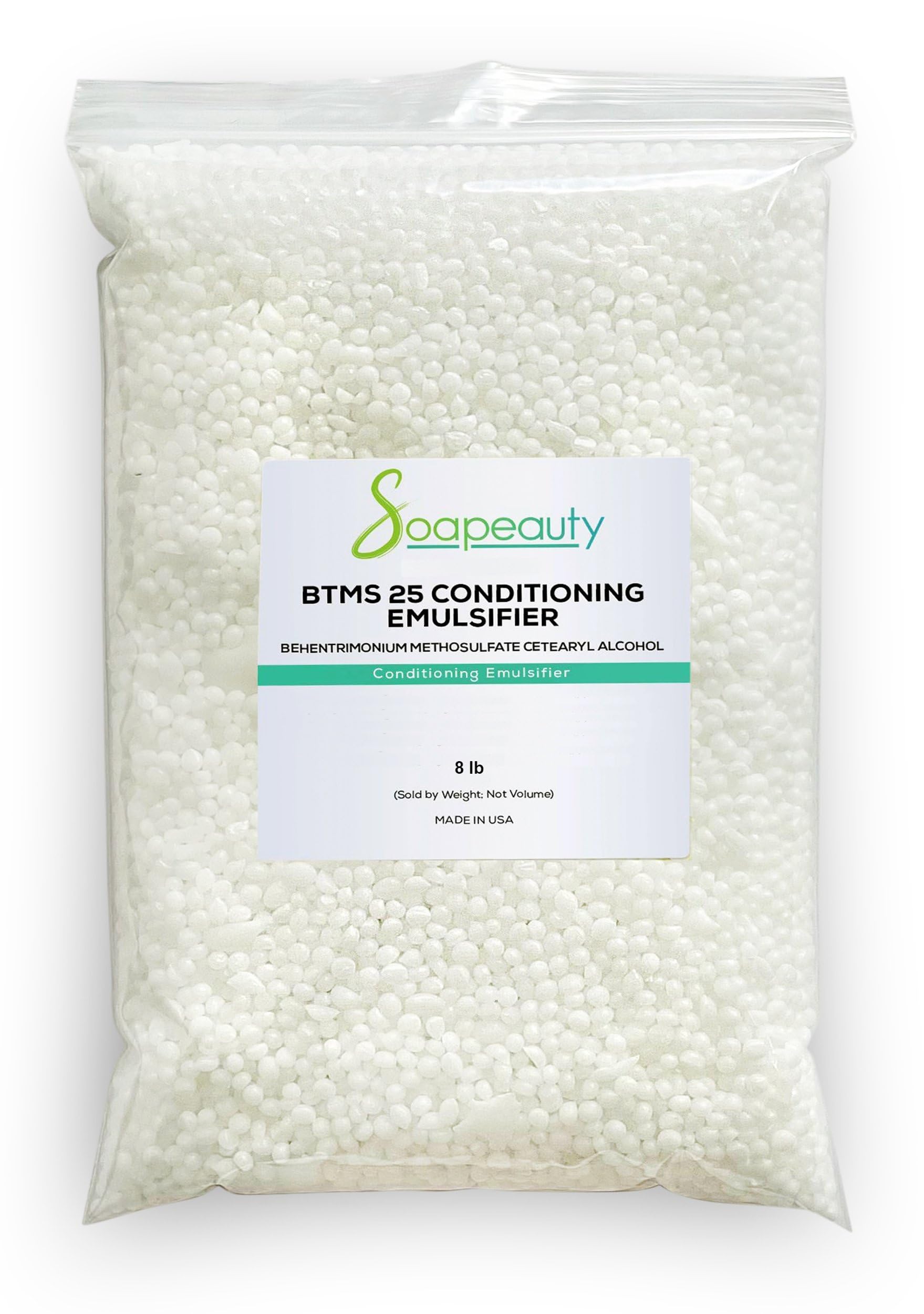 Soapeauty BTMS-25 Conditioning Emulsifier for Hair Care, Lotion Making, Leave-in and Skin Care Products | Behentrimonium Methosulfate & Cetearyl Alcohol 25% - 8 Pound