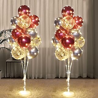 2 Set Floor Balloon Stand Kit with String Light Balloon Holder Centerpie...