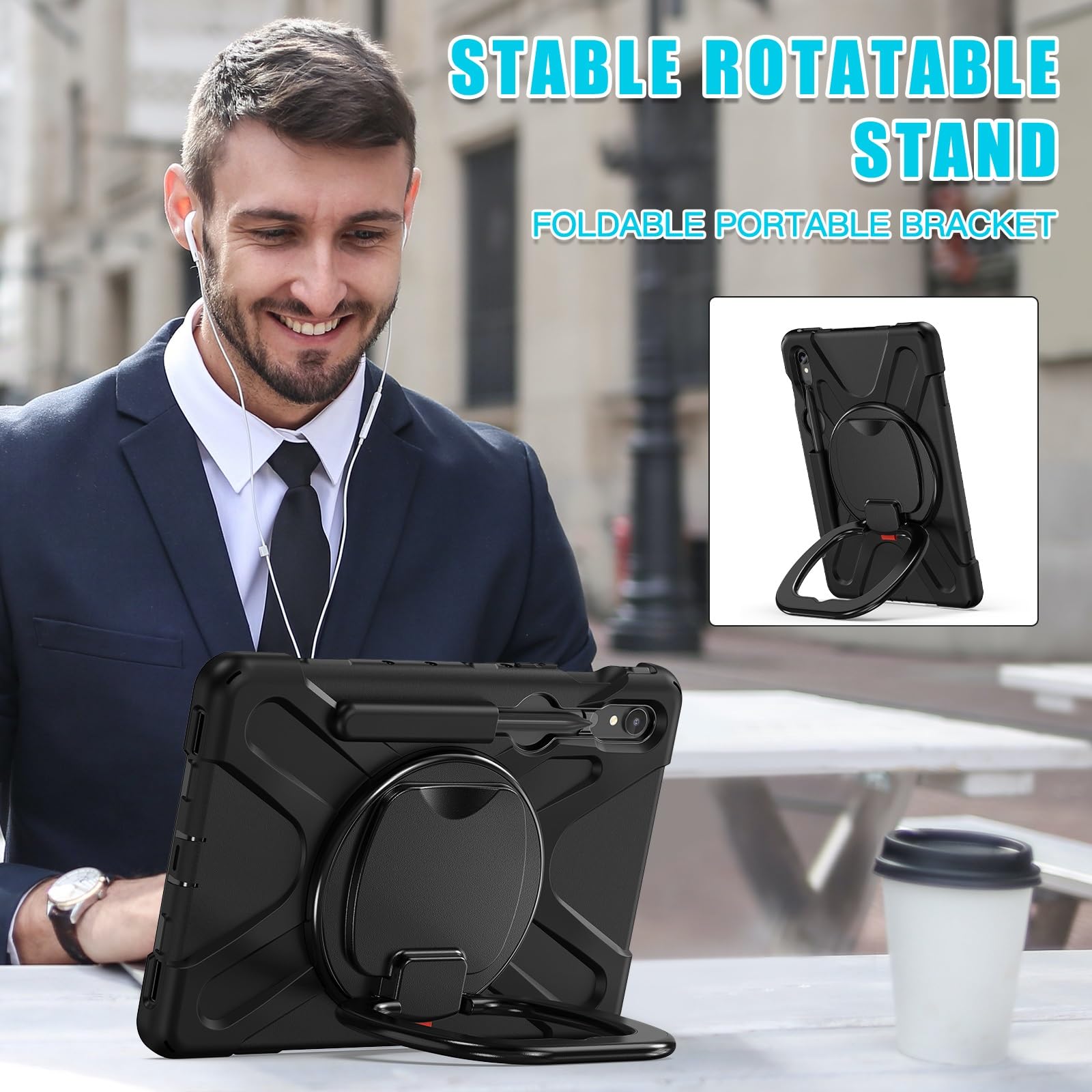 Custodia per Tablet PC Custodia in TPU resistente agli urti compatibile con Samsung Galaxy Tab S9 11 pollici 2023 X710/X716B/X718U, tracolla con manico girevole, copertura protettiva antigoccia antiur