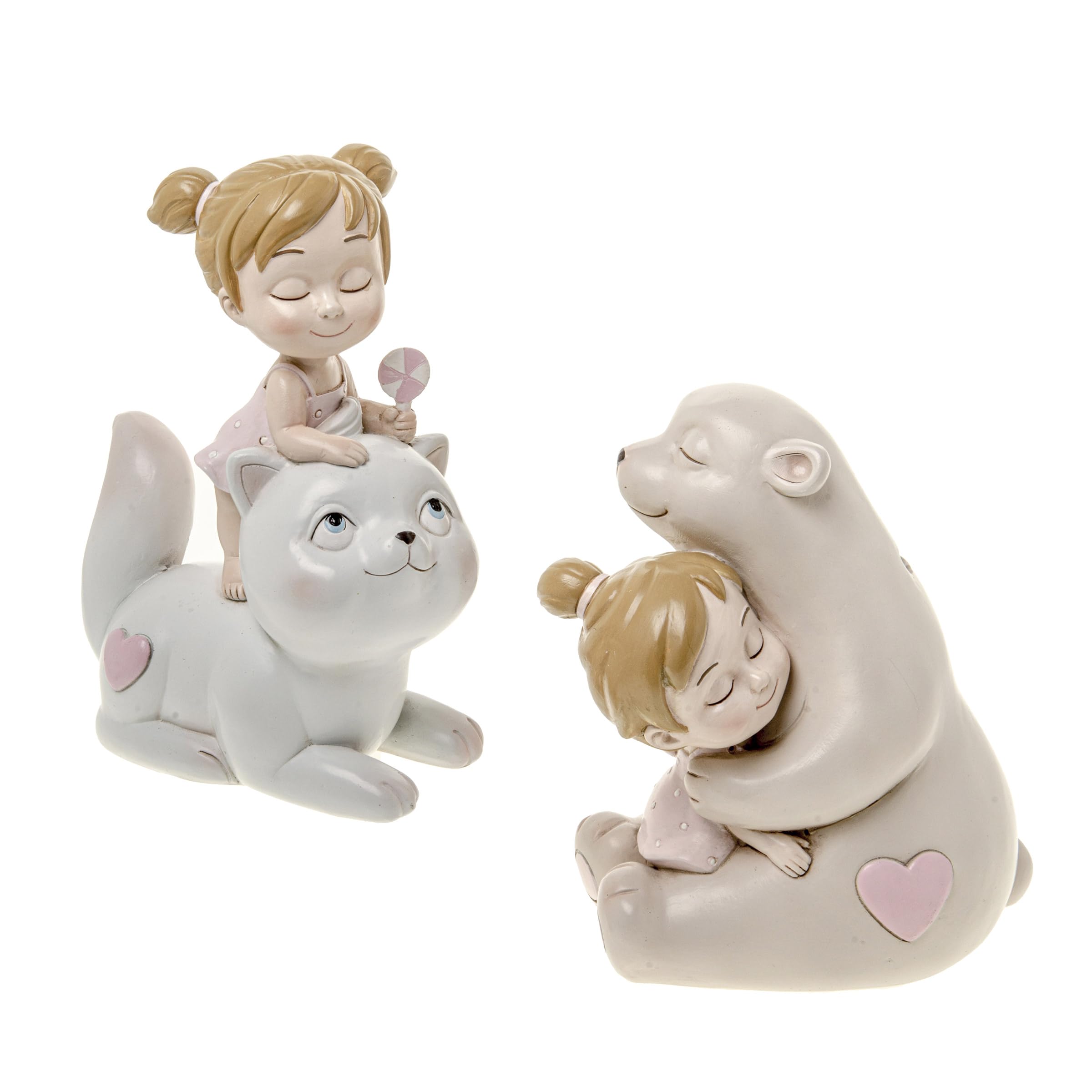 Bonbonnière baptême Sweet Girl fille sur animaux rose de 7 cm pour fête de naissance