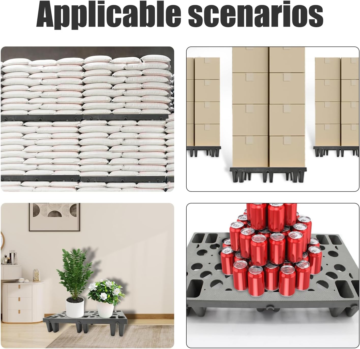 6pcs Gray Plastic Pallets, Lightweight Nestable Polyethylene Pallets, Moisture-Proof Floor Pallets, Mini Spliceable Plastic pallets for Basement Storage Kitchen Garages L 19.7" x W 11.8"x H 3.9"